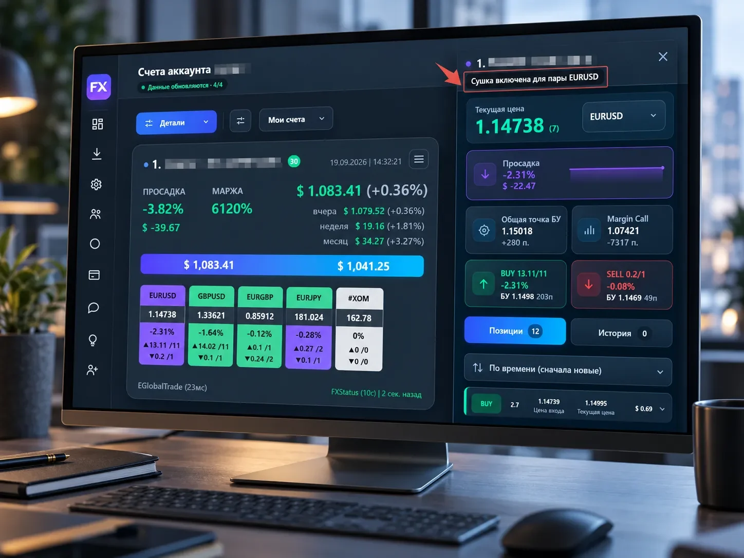 Отображение режима СУШКА Safe-X EuroMAX в FXStatus