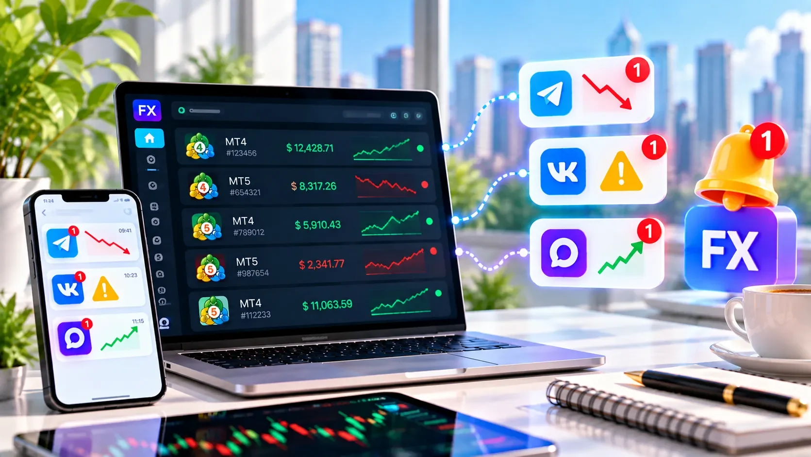 Удаленный мониторинг счетов MetaTrader MT4 MT5 на VPS через FXStatus
