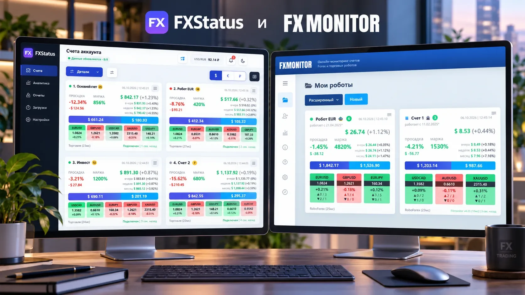 Сравнение FXStatus и FXmonitor для мониторинга счетов MT4 MT5