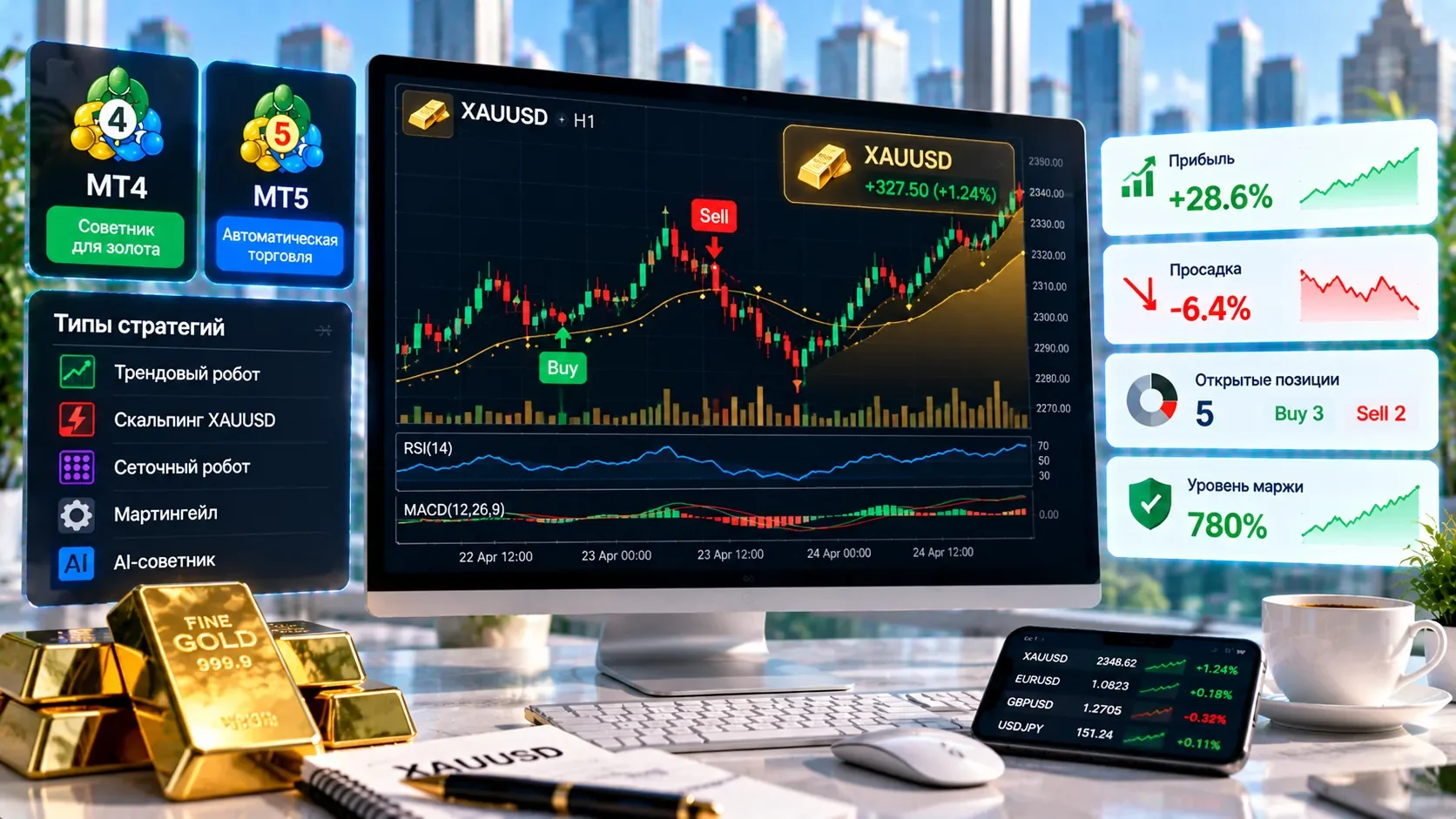 Торговый робот для золота XAUUSD MetaTrader MT4 MT5 FXStatus